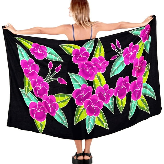HAPPY BAY Women's Beachwear Sarong Coverups Bikini Skirt Swim Cover up Swimsuit Summer Wraps Bathing suit Swimwear Beach Wrap Skirts for Women One Size Black, Floral