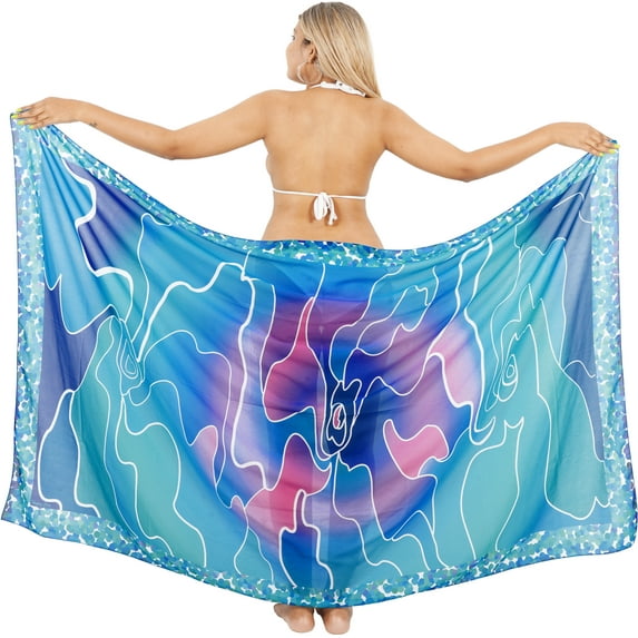 HAPPY BAY Women's Beachwear Sarong Coverups Bikini Skirt Swimsuit Swim Cover up Summer Wraps Swimwear Beach Wrap Skirts for Women One Size Abstract, Green