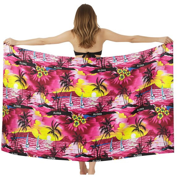 HAPPY BAY Women's Beachwear Sarong Coverups Long Swim Cover ups Bikinis Wraps Vacation Summer Beach Cover-up for Women One Size Pink, Beach