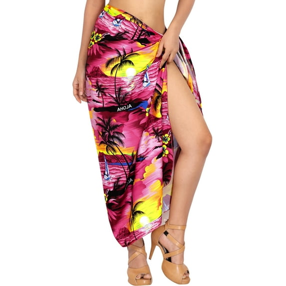 HAPPY BAY Women's Beachwear Sarong Coverups Long Swim Cover ups Bikinis Wraps Vacation Summer Beach Cover-up for Women One Size Pink, Beach