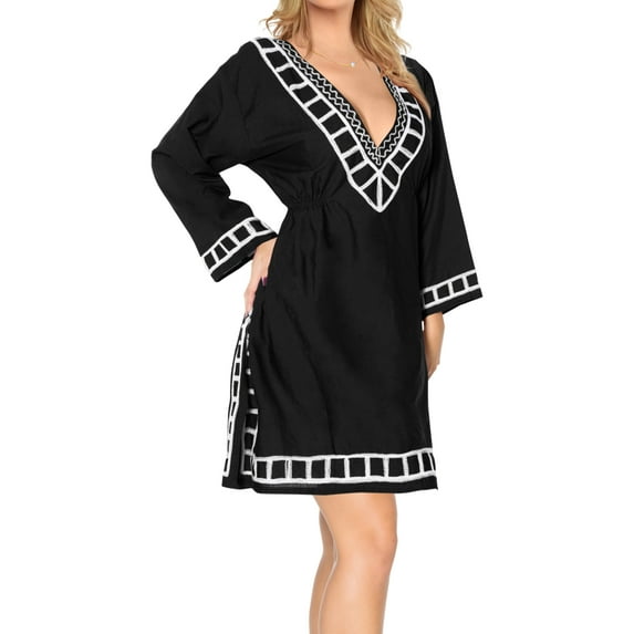HAPPY BAY Women's Beachwear Short Summer Beach Dress Bathing Suit Cover ups 8-12 Black_AC678