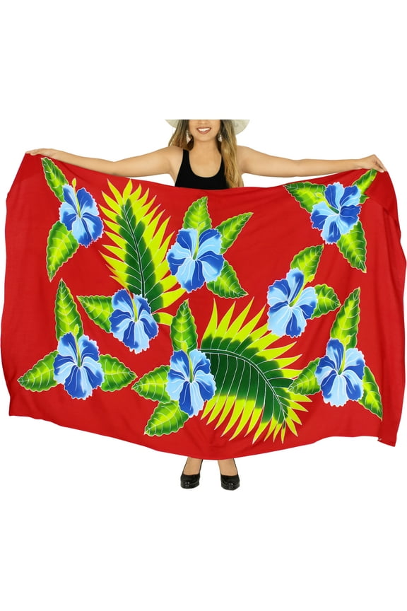 Women's Beachwear Summer Beach Bikini Wraps Sarong Cover up Wrap Skirt Swimsuit Swimwear Coverups Bathing Suit Swim Cover ups for Women One Size Red, Floral