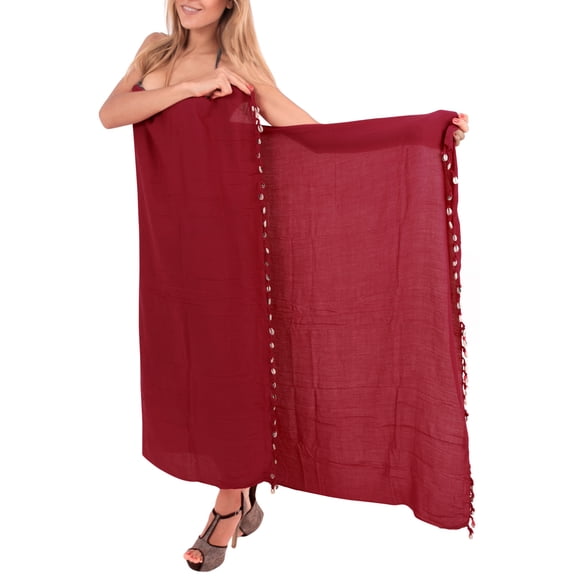 HAPPY BAY Women's Beachwear Summer Beach Bikini Wraps Sarong Cover up Wrap Skirt Swimsuit Swimwear Coverups Swim Cover ups for Women One Size Red, Plain