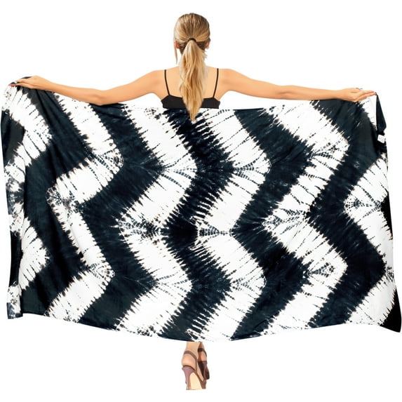 HAPPY BAY Women's Beachwear Summer Beach Bikini Wraps Sarong Coverups Wrap Skirt Bathing suit Swimsuit Swimwear Swim Cover up for Women One Size Coal, Chevron