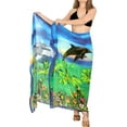 thumbnail image 1 of HAPPY BAY Women's Beachwear Summer Beach Bikini Wraps Sarong Wrap Skirt Swimsuit Swimwear Coverups Bathing Suit Swim Cover ups for Womens One Size Teal, Floral, 1 of 5