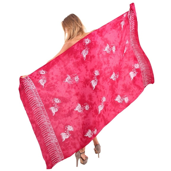 HAPPY BAY Women's Beachwear Summer Beach Coverups Bikini Wraps Sarong Cover up Wrap Skirt Swimsuit Swimwear Swim Cover ups Bathing Suit for Women One Size Bubbles, Red