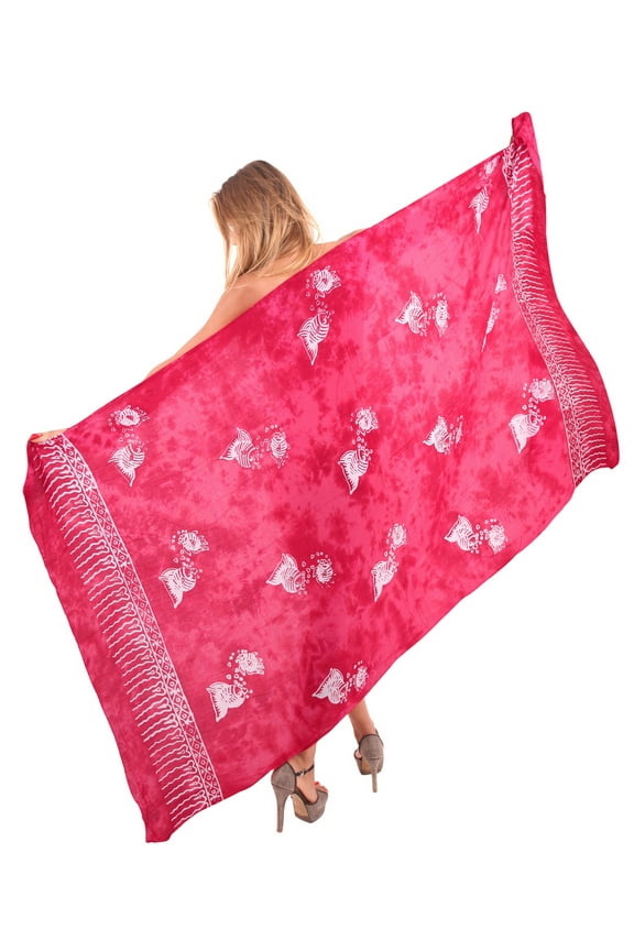 Women's Beachwear Summer Beach Coverups Bikini Wraps Sarong Cover up Wrap Skirt Swimsuit Swimwear Swim Cover ups Bathing Suit for Women One Size Bubbles, Red