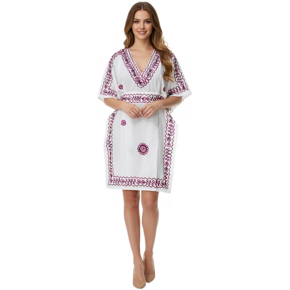 HAPPY BAY Women's Beachwear Summer Beach Dress Bathing Suit Cover ups Short Dresses for Women 1X-2X Maroon, Solid