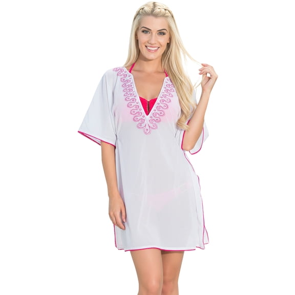 HAPPY BAY Women's Beachwear Summer Beach Dress Loose Swimming Bathing Suit Cover ups for Women L-XL Pearl, Solid
