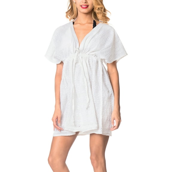 HAPPY BAY Women's Beachwear Summer Beach Dress Loose Swimsuit Cover ups Mini Kimono for Women XL-XXL Daisy, Floral