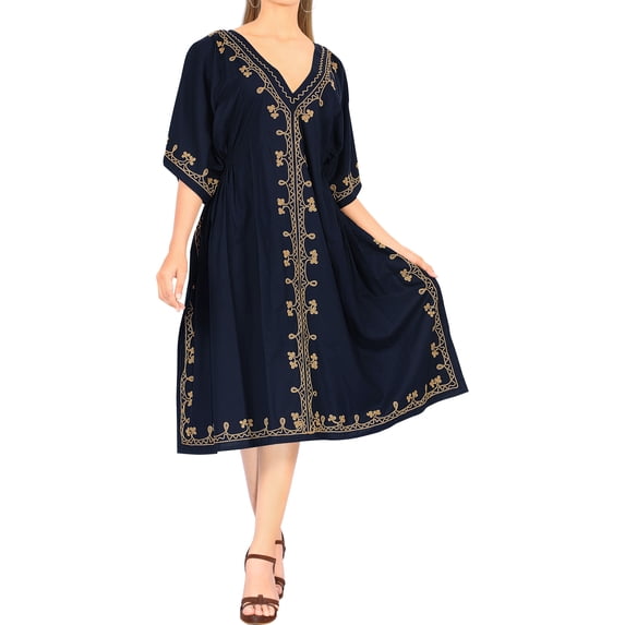 HAPPY BAY Women's Beachwear Summer Beach Dress Plus Size Boho Swimsuit Swimwear Cover Ups Tops 2X-3X Denim, Solid