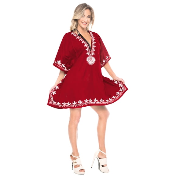 HAPPY BAY Women's Beachwear Summer Beach Dress Plus Size Fall Bathing Suit Swimwear Cover Ups for Women 2X-3X Red_AC140