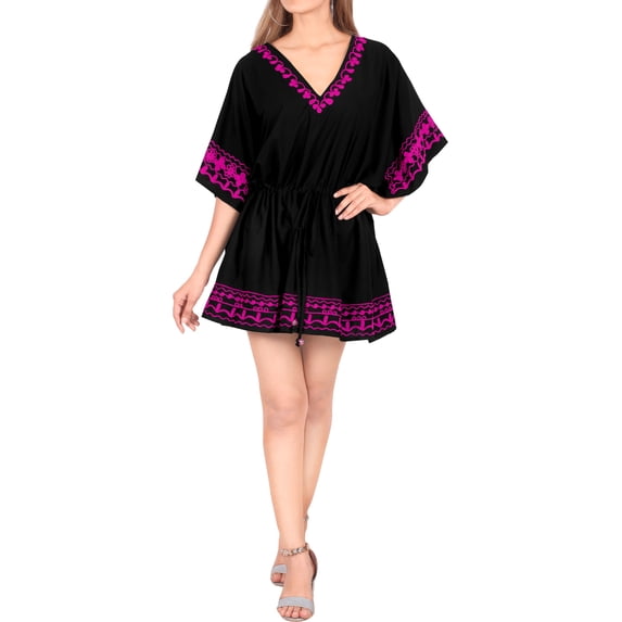 HAPPY BAY Women's Beachwear Summer Beach Dress Plus Size Swing Bathing Suit Swimwear Cover Ups 3X-4X Black_AC972