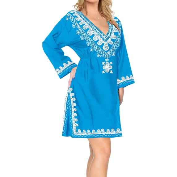 HAPPY BAY Women's Beachwear Summer Beach Dress Short Casual Bathing Suit Swimwear Cover Ups 8-12 Teal_AC691