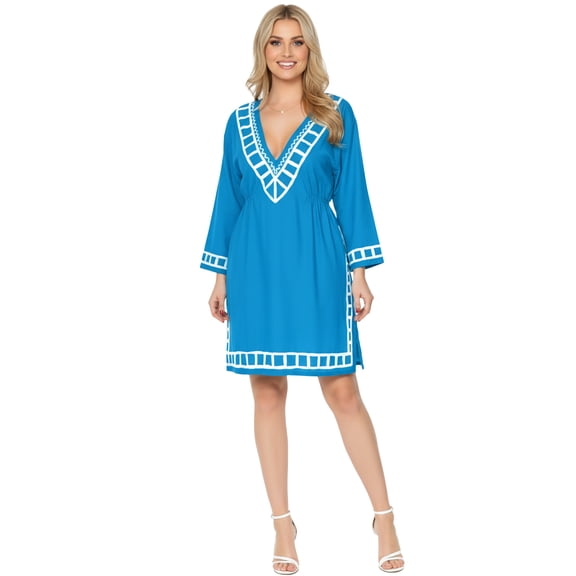HAPPY BAY Women's Beachwear Summer Beach Dress Short Cute Bathing Suit Cover ups 8-12 Mary Blue_AC693