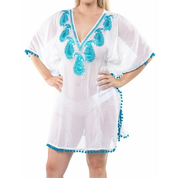 HAPPY BAY Women's Beachwear Summer Beach Dress Short Fall Bathing Suit Cover ups for Women M-L Porcelain, Solid