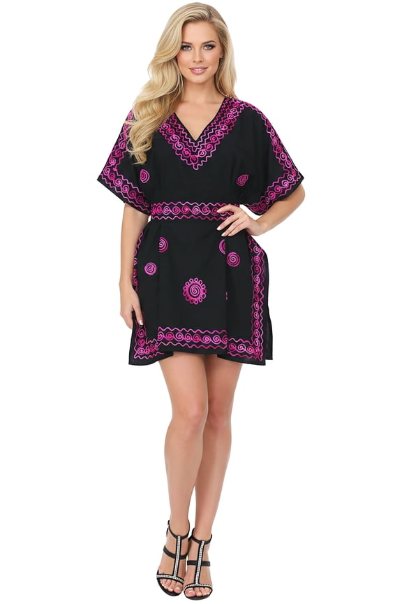 Women's Beachwear Summer Beach Dress Short Front Tie Bathing Suit Cover ups L-XL Bloom_AC767