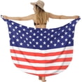 thumbnail image 1 of HAPPY BAY Women's Beachwear Summer Beach Patriotic 4th of July American USA Flag Pareo Bikini Wraps Cover Up Swimwear Sarong Coverups One Size Royal, Stars and Stripes, 1 of 5