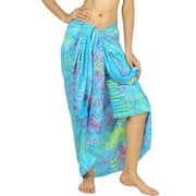 HAPPY BAY Women's Beachwear Summer Beach Wrap Bikini Wraps Sarong Coverups Skirt Bathing suit Swimsuit Swimwear Swim Cover up for Women One Size Turquoise, Tiny Floral