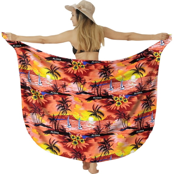 HAPPY BAY Women's Beachwear Summer Beach Wrap Bikini Wraps Sarong Coverups Swimwear Swim Cover up Skirt Bathing suit Swimsuit Pareo for Women One Size Red_E624