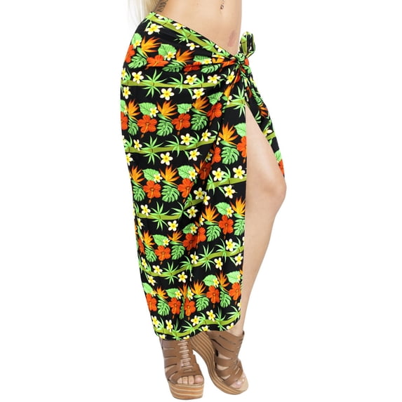 HAPPY BAY Women's Beachwear Summer Beach Wrap Bikini Wraps Sarong Skirt Swimsuit Swimwear Coverups Bathing Suit Swim Cover ups for Womens One Size Coal, Tropical