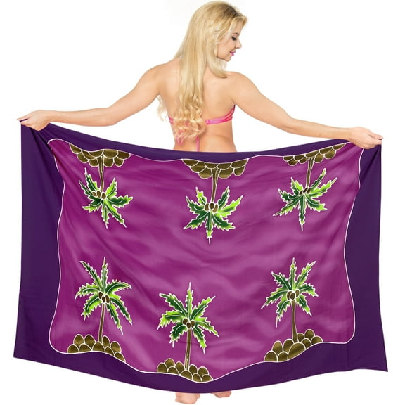 HAPPY BAY Women's Beachwear Summer Beach Wrap Bikini Wraps Sarong Skirt Swimsuit Swimwear Coverups Swim Cover ups for Womens One Size Taffy, Palm Tree