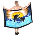 thumbnail image 1 of HAPPY BAY Women's Beachwear Summer Beach Wrap Bikini Wraps Sarong Swimwear Swim Cover up Skirt Bathing suit Pareo Coverups for Women One Size Midnight, Dolphins, 1 of 3
