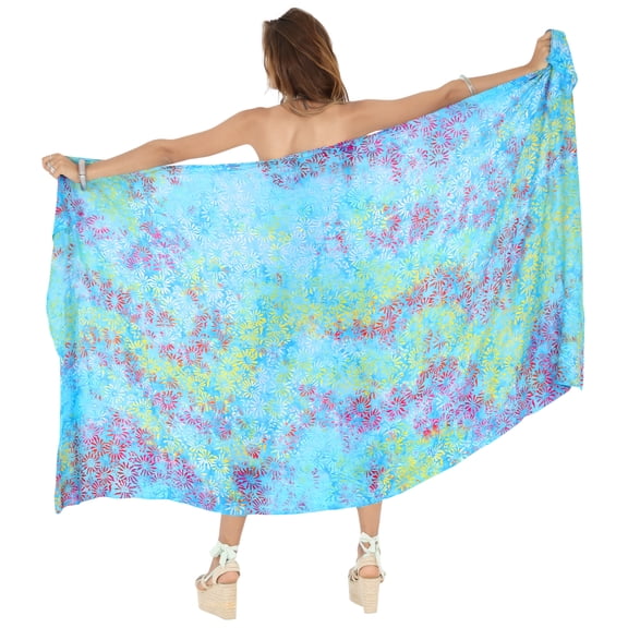 HAPPY BAY Women's Beachwear Summer Beach Wrap Bikini Wraps Sarong Swimwear Swim Cover up Skirt Bathing suit Swimsuit Pareo Coverups for Women One Size Arctic, Leaves