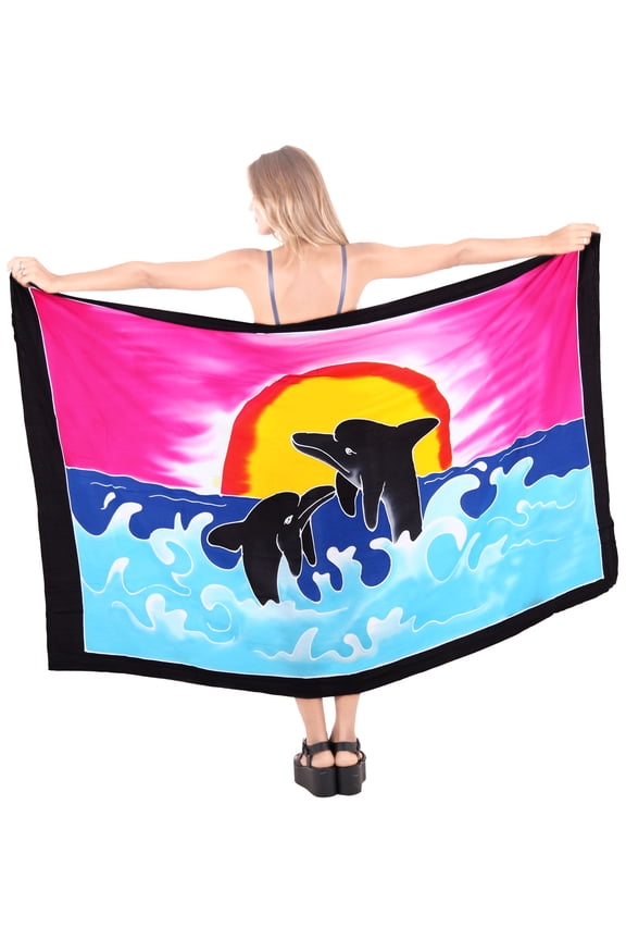 Women's Beachwear Summer Beach Wrap Bikini Wraps Sarong Swimwear Swim Cover up Skirt Bathing suit Swimsuit Pareo Coverups for Women One Size Fuscia, Dolphins