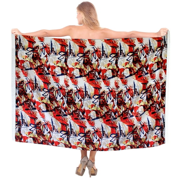 HAPPY BAY Women's Beachwear Summer Beach Wrap Bikini Wraps Sarong Swimwear Swim Cover up Skirt Swimsuit Pareo Coverups for Women One Size Red_S401