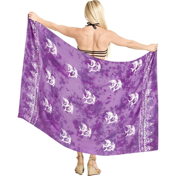 HAPPY BAY Women's Beachwear Summer Beach Wrap Bikini Wraps Swimwear Swim Cover up Skirt Bathing suit Swimsuit Sarong Coverups for Women One Size Violet, Dolphin