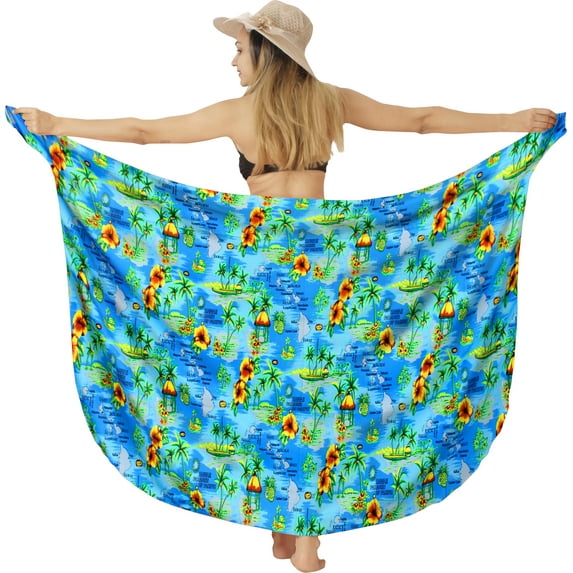 HAPPY BAY Women's Beachwear Summer Beach Wrap Bikini Wraps Swimwear Swim Cover up Skirt Swimsuit Sarong Coverups for Women One Size Electric_AD232