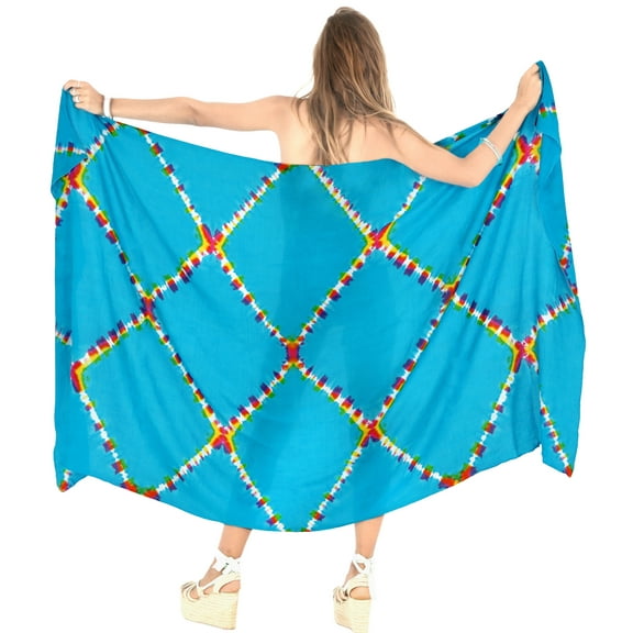 HAPPY BAY Women's Beachwear Summer Beach Wraps Bikini Wrap Sarong Coverups Skirt Bathing suit Swim Cover up Swimwear Coverups for Women One Size Turquoise, Tie Dye