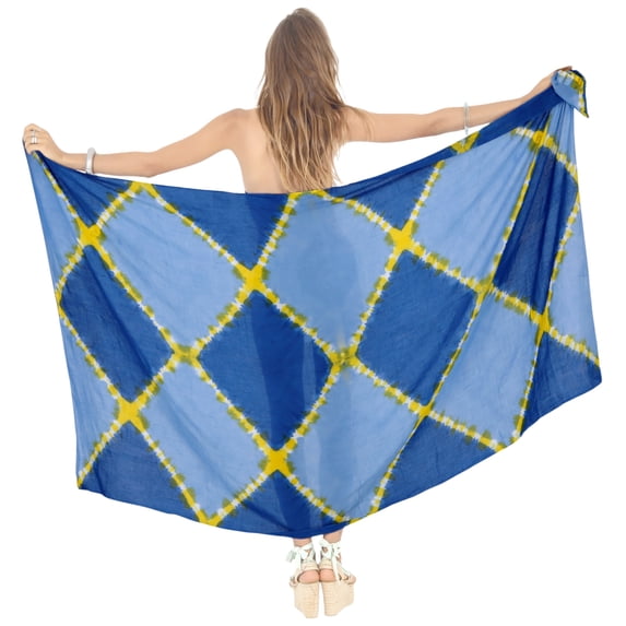 HAPPY BAY Women's Beachwear Summer Beach Wraps Bikini Wrap Sarong Coverups Skirt Swimsuit Swimwear Swim Cover up for Women One Size Blue, Tie Dye
