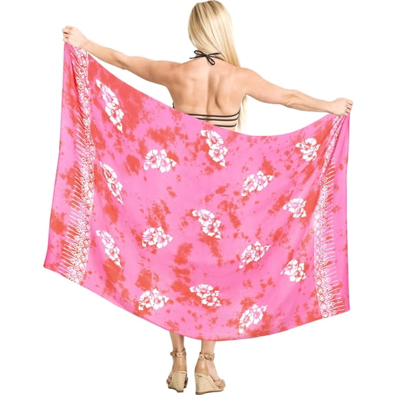 HAPPY BAY Women's Beachwear Summer Bikini Wraps Beach Wrap Coverups Sarong Skirt Bathing suit Swim Cover up Swimwear Coverups for Women One Size Crimson, Flower