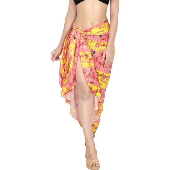 HAPPY BAY Women's Beachwear Summer Bikini Wraps Beach Wrap Coverups Sarong Skirt Swim Cover up Swimwear Coverups for Women One Size Maroon, Palm Trees
