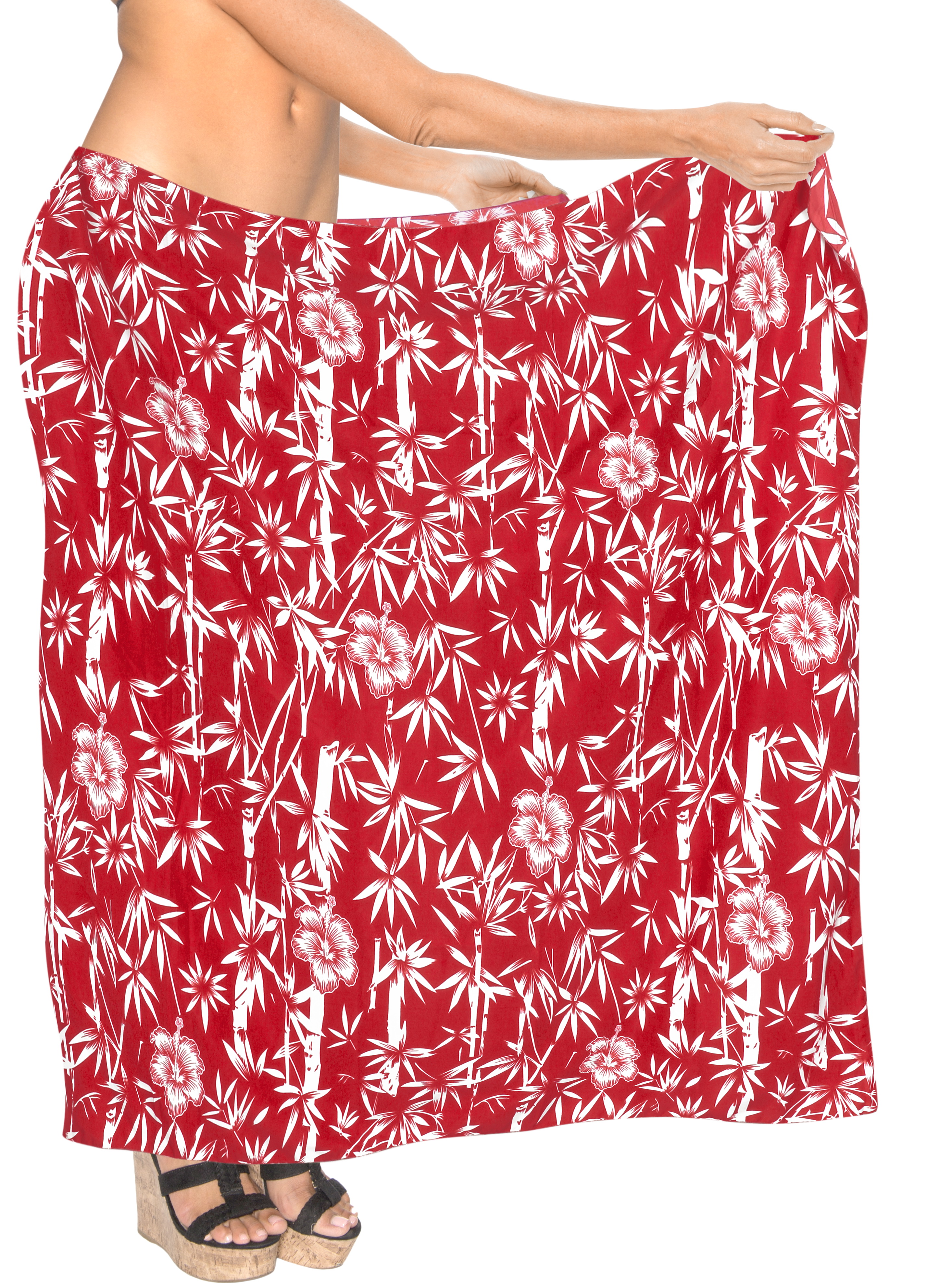 LA LEELA Women’s Sarong Cover-Up – Berry Parrot Print, Soft Likre Fabric, 78x39 Inches