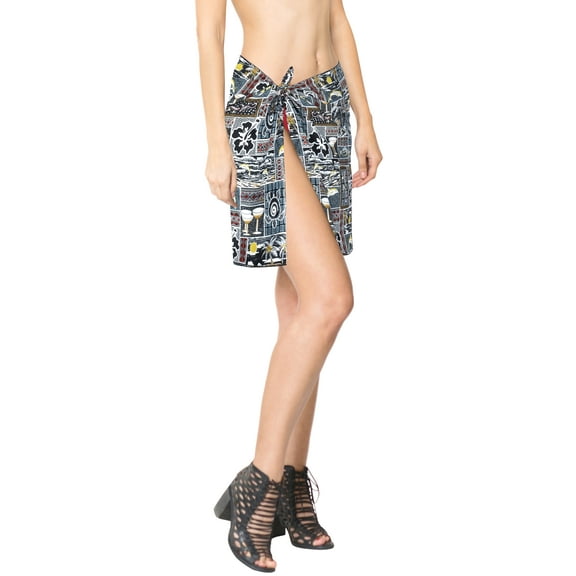 HAPPY BAY Women's Beachwear Summer Bikini Wraps Beach Wrap Sarong Coverups Skirt Bathing suit Swim Cover up Swimwear Swimsuit Coverups for Women One Size Black, Flower