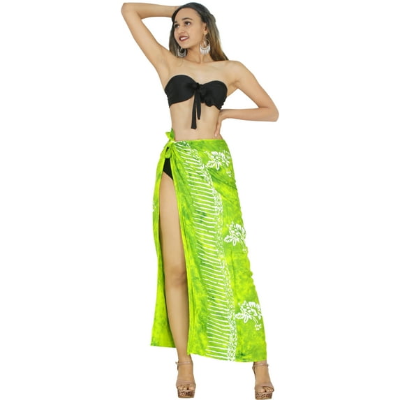 HAPPY BAY Women's Beachwear Summer Bikini Wraps Beach Wrap Sarong Coverups Skirt Swimsuit Swimwear Bathing Suit Swim Cover ups for Womens One Size Shamrock Green, Tropical