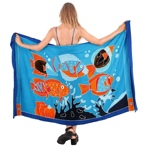 HAPPY BAY Women's Beachwear Summer Bikini Wraps Beach Wrap Sarong Coverups Skirt Swimsuit Swimwear Swim Cover up for Women One Size Aquarium, Fishes
