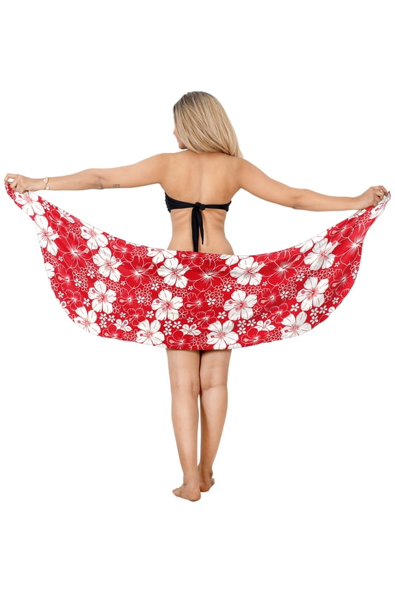 Women's Beachwear Summer Bikini Wraps Beach Wrap Sarong Coverups Skirt Swimsuit Swimwear Swim Cover up for Women One Size Floral, Red