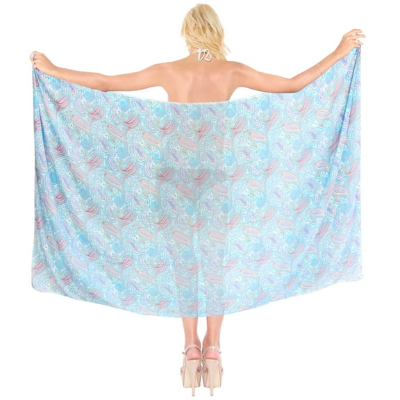 HAPPY BAY Women's Beachwear Summer Bikini Wraps Beach Wrap Sarong Skirt Bathing suit Swimsuit Swim Cover ups for Swimwear Coverups Women One Size Azure, Paisley