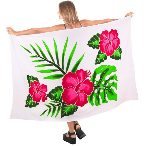 HAPPY BAY Women's Beachwear Summer Bikini Wraps Beach Wrap Sarong Skirt Swimsuit Swimwear Coverups Bathing Suit Swim Cover ups for Women One Size White, Floral