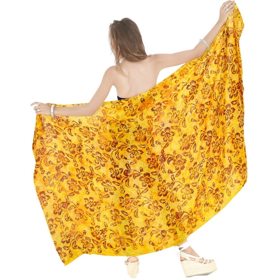 HAPPY BAY Women's Beachwear Summer Bikini Wraps Beach Wrap Sarong Skirt Swimsuit Swimwear Coverups Bathing Suit Swim Cover ups for Womens One Size Gold, Floral