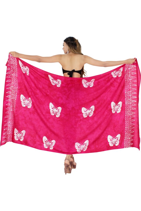 Women's Beachwear Summer Bikini Wraps Beach Wrap Sarong Swimwear Swim Cover up Skirt Bathing suit Pareo Coverups for Women One Size Fuscia, Butterfly