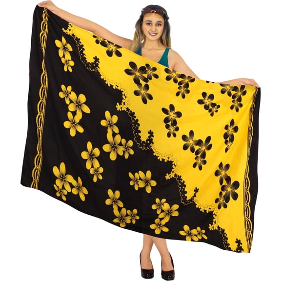 HAPPY BAY Women's Beachwear Summer Bikini Wraps Beach Wrap Swim Cover up Swimwear Skirt Bathing suit Swimsuit Sarong Coverups for Women One Size Ebony, Floral