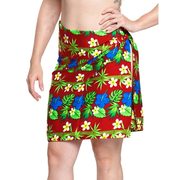 HAPPY BAY Women's Beachwear Summer Bikini Wraps Beach Wrap Swimwear Coverups Sarong Cover up Skirt Bathing suit Pareo for Women One Size Sangria, Tropical Floral
