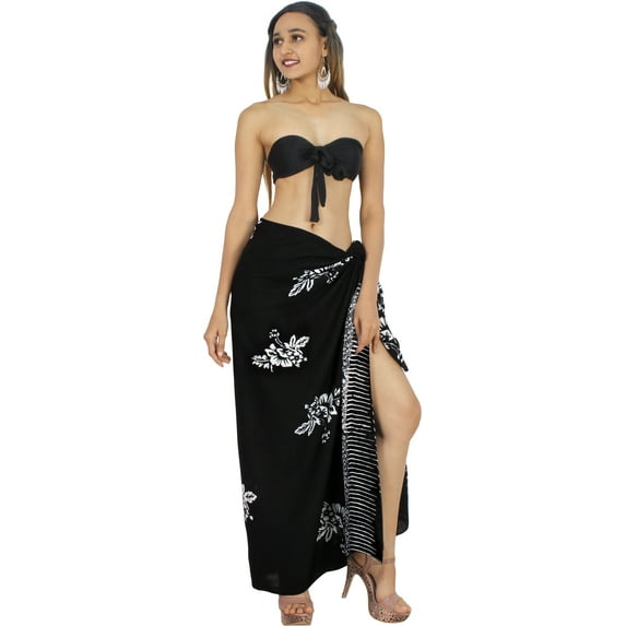 HAPPY BAY Women's Beachwear Summer Bikini Wraps Beach Wrap Swimwear Coverups Sarong Swim Cover up Skirt Bathing suit Swimsuit Pareo for Women One Size Coal, Floral