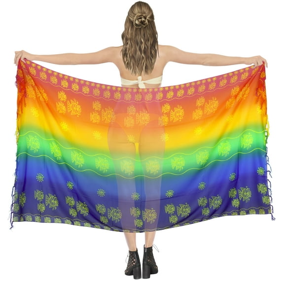 HAPPY BAY Women's Beachwear Summer Bikini Wraps Beach Wrap Swimwear Coverups Sarong Swim Cover up Skirt Bathing suit Swimsuit Pareo for Women One Size Rainbow_AD58