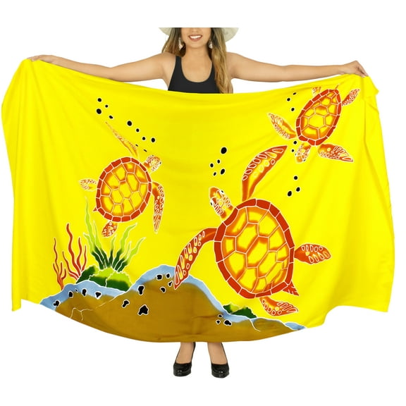 HAPPY BAY Women's Beachwear Summer Bikini Wraps Beach Wrap Swimwear Coverups Sarong Swim Cover up Skirt Bathing suit Swimsuit Pareo for Women One Size Yellow, Turtle